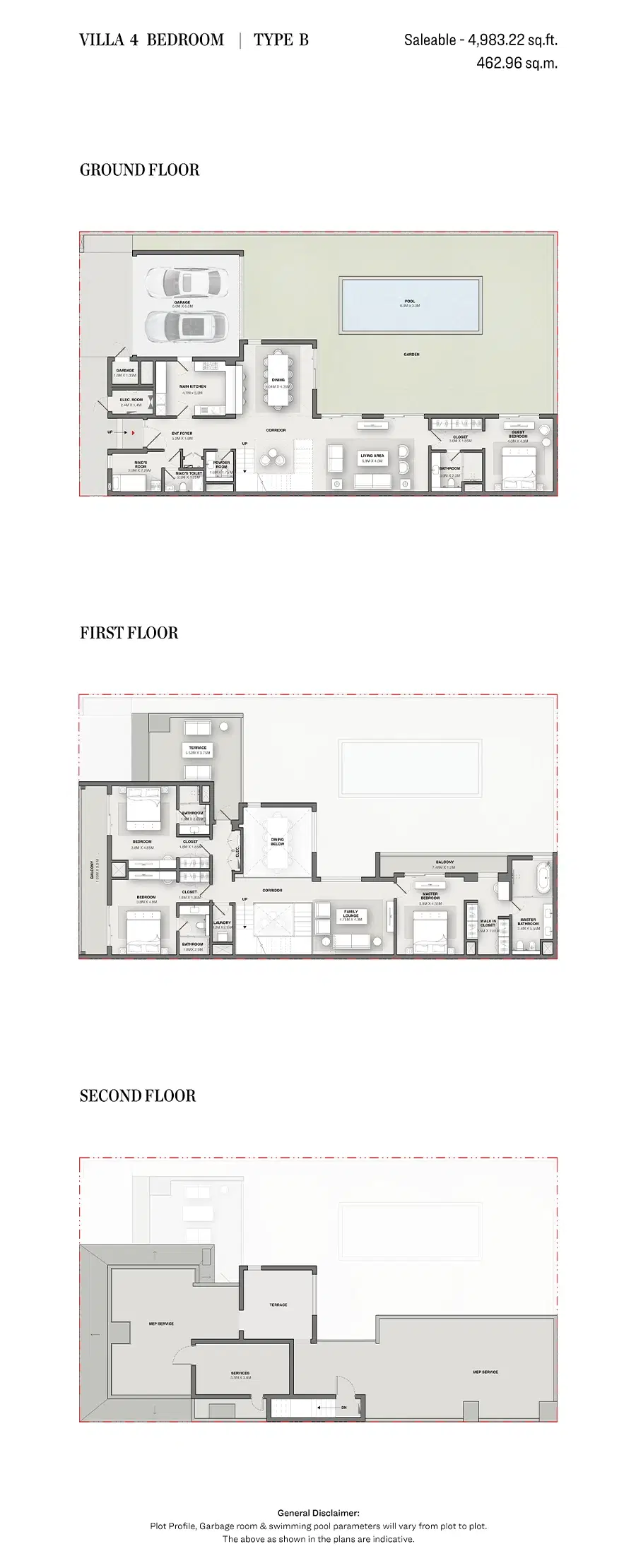 Sobha Reserve Villas 4 Bedroom Villas Floor Plan