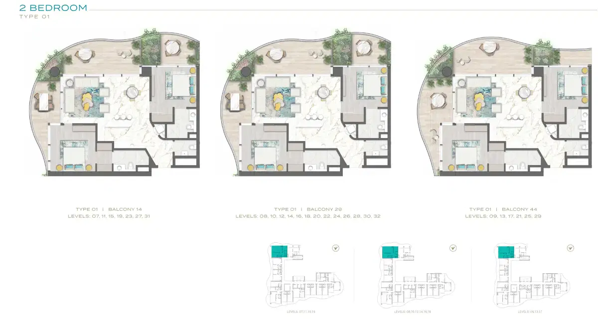 Damac Business Bay 2 Bedroom Apartments Floor Plan