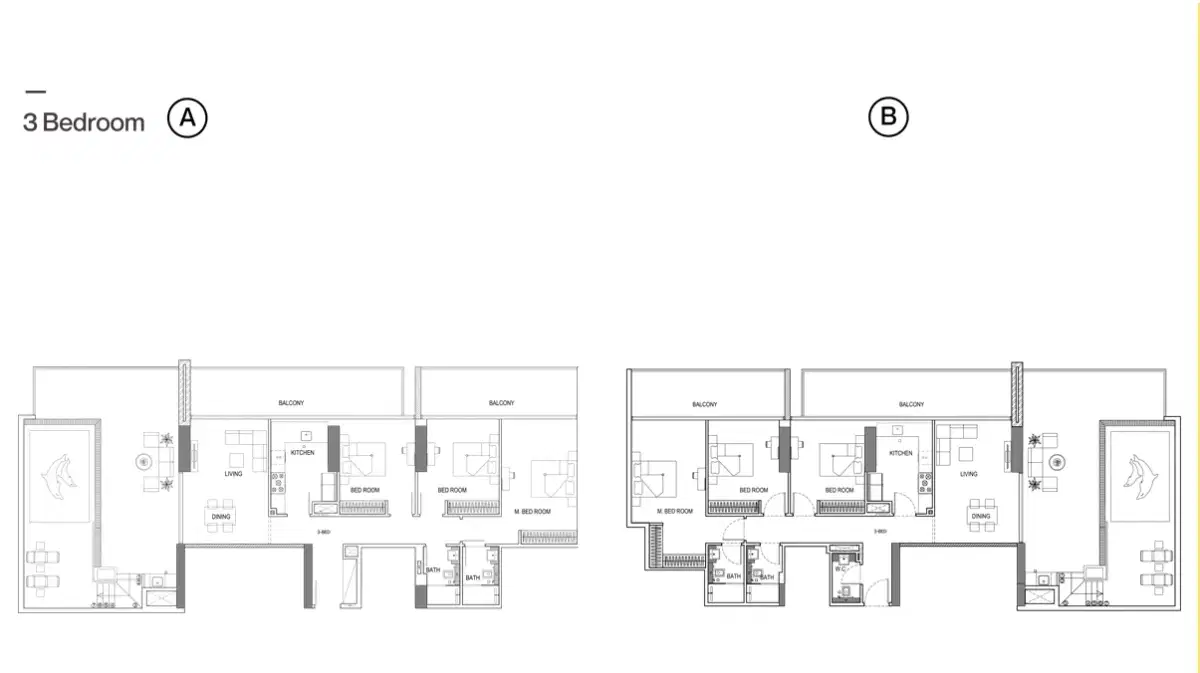 Binghatti Amber 3 BR Apartment Floor Plan