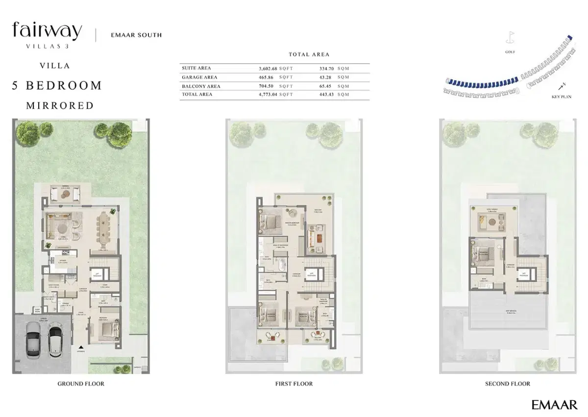 Emaar Fairway Villas 3 Emaar South Dubai 5 BR Mirrored Villas Floor Plan