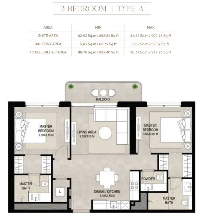 Nshama Symphony 2 Bedroom Apartments Floor Plan