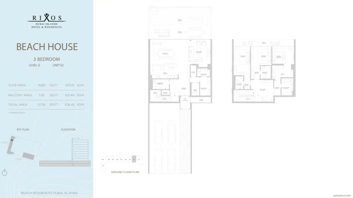 Nakheel Rixos Phase 2 Dubai 3 BR Floor Plan 5,774 Sq. Ft.