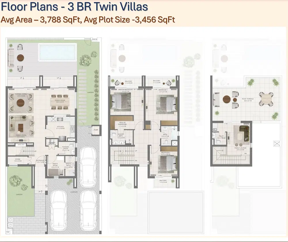 Emaar Alana At The Valley 3 BR Villas Floor Plan