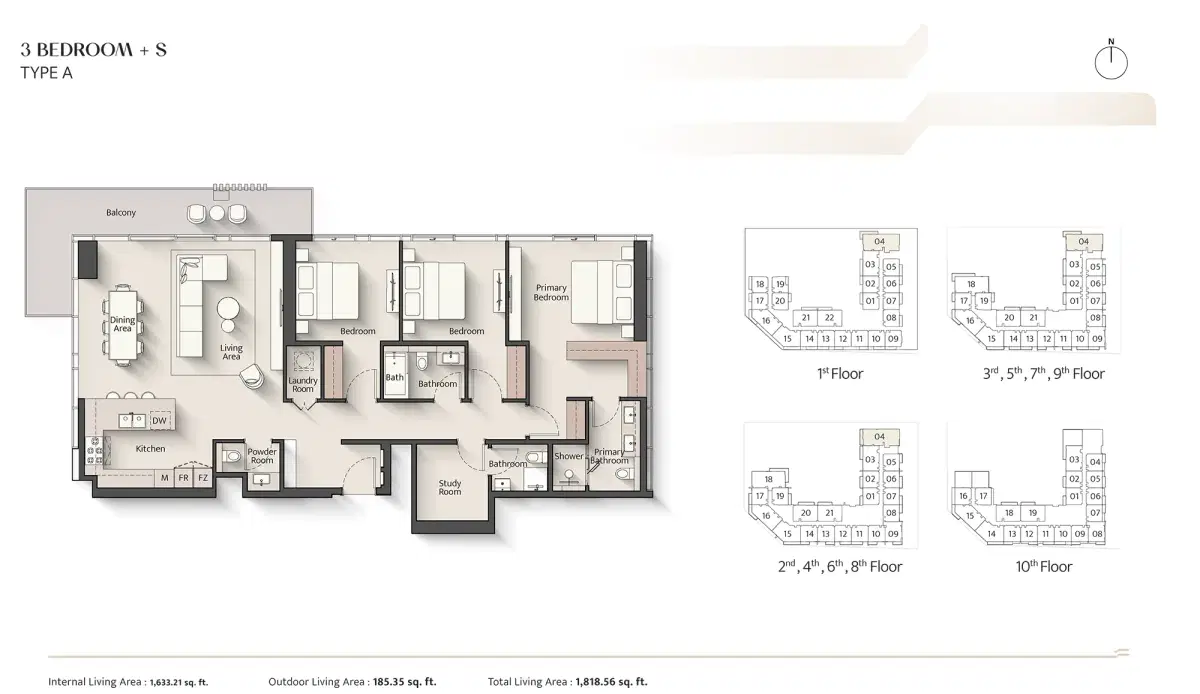 3 BR Floor Plan 1,818 Sq. Ft.