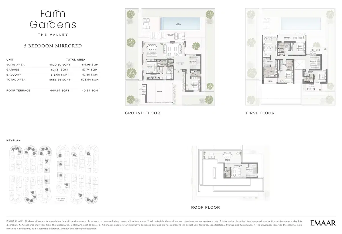 Emaar Farm Gardens 5 BR Mirrored Villas Floor Plan