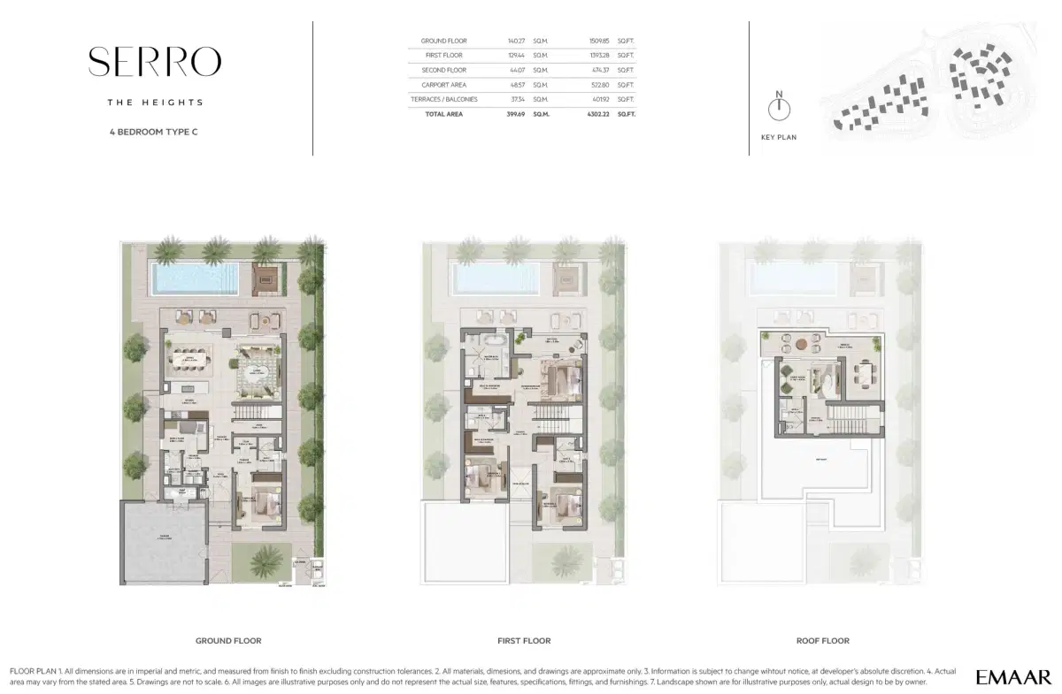 Emaar Serro Villa at The Heights Country Club & Wellness 4 BR Villa Floor Plan