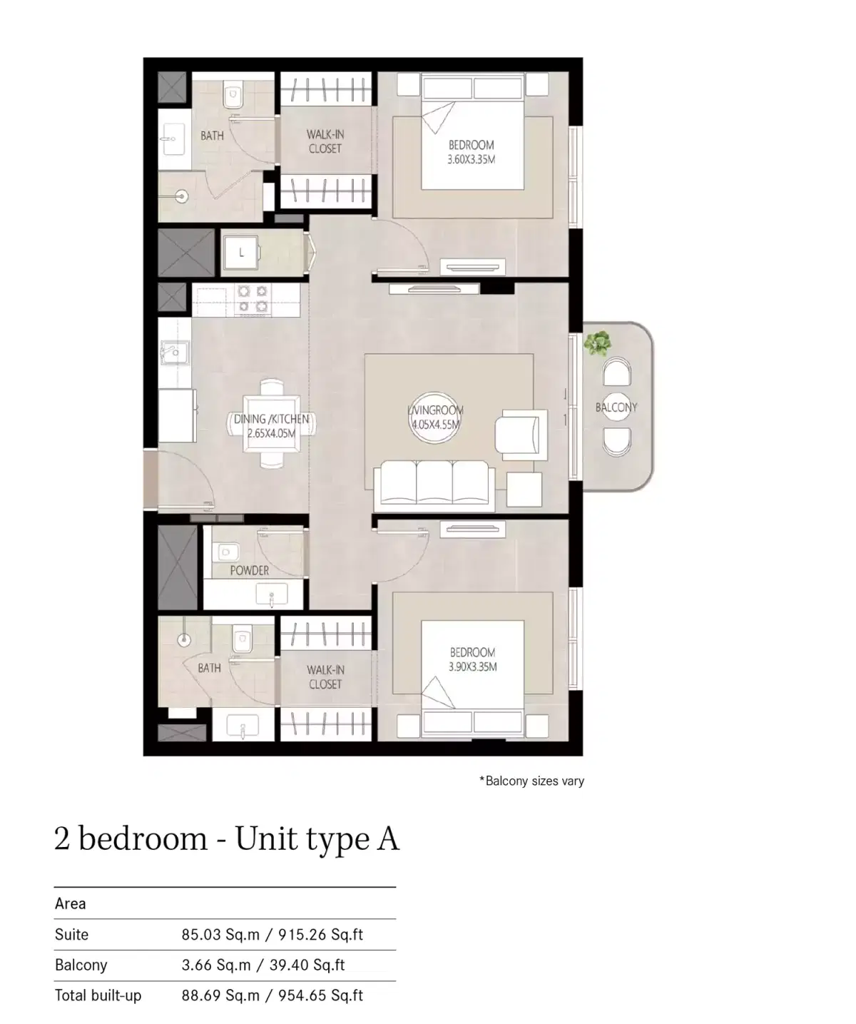 Nshama Berkshire 2 Bedroom Apartments Floor Plan