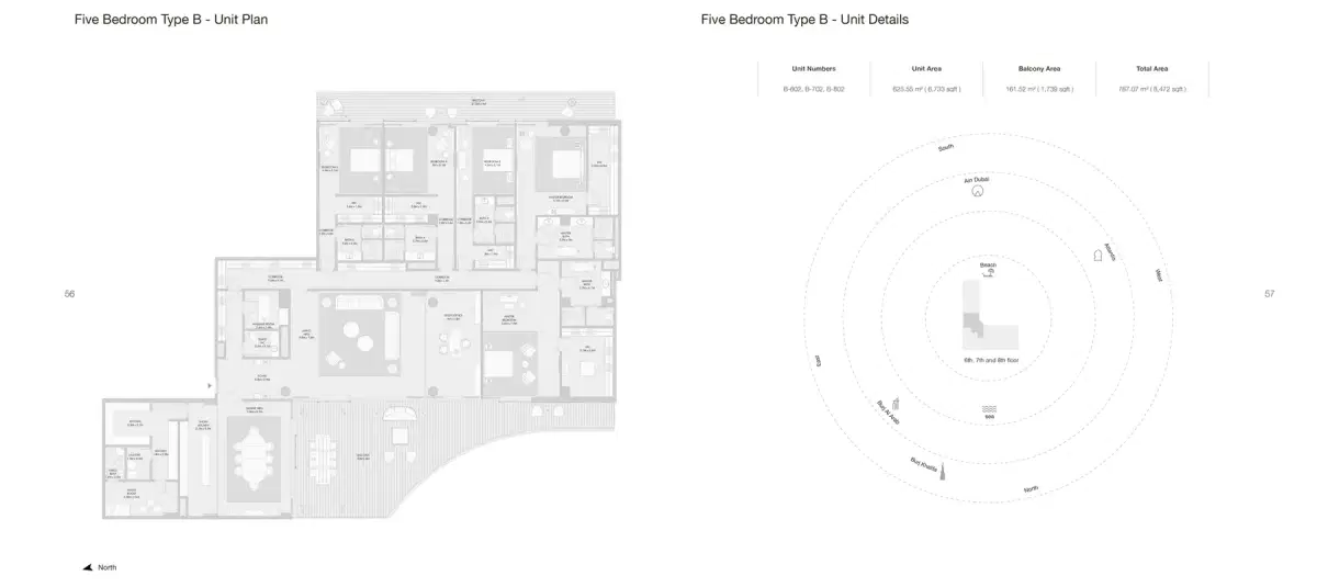 Armani Beach Residences Dubai 5 BR Floor Plan 8,472 Sq. Ft.