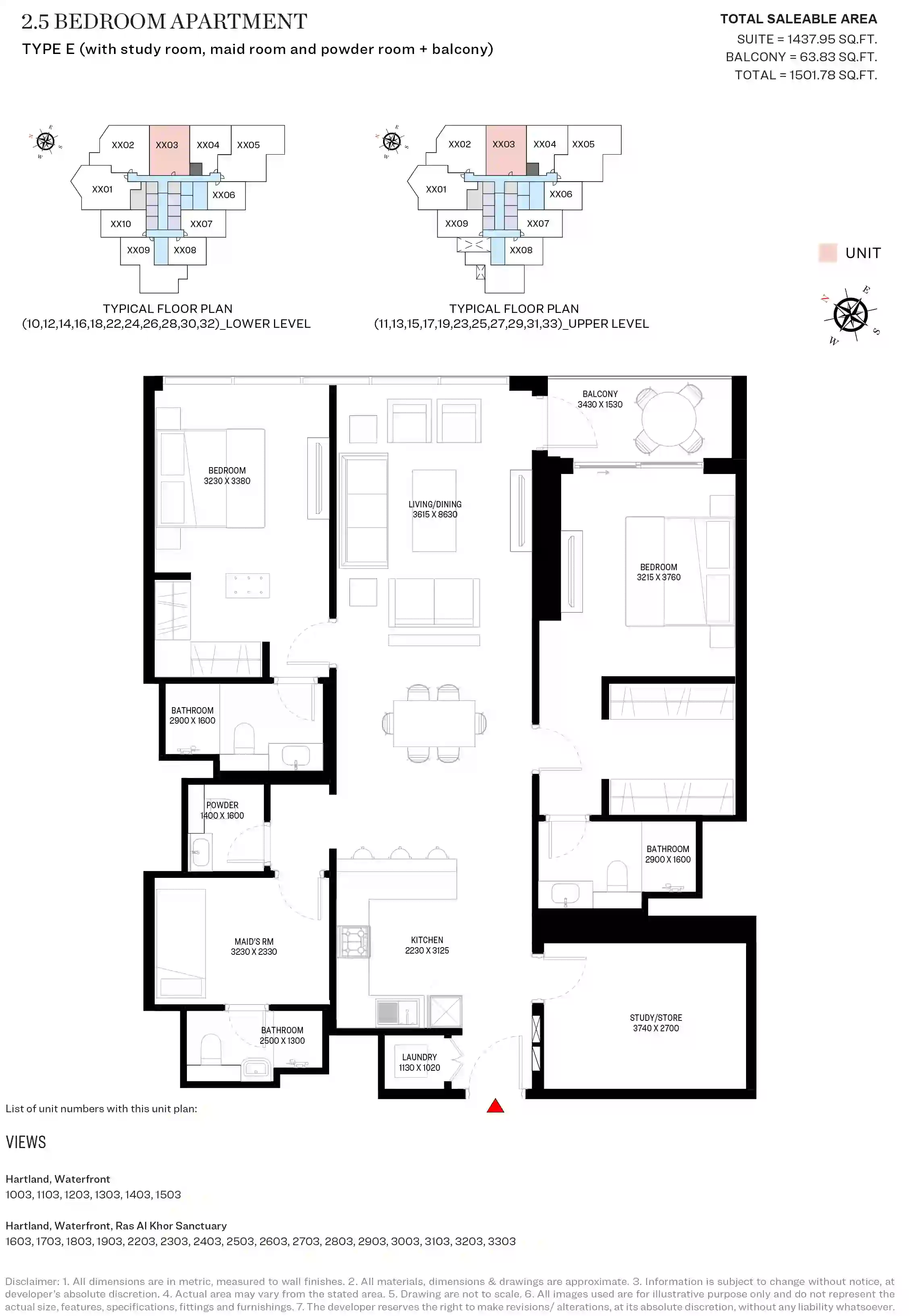 2.5 Bedroom Apartments