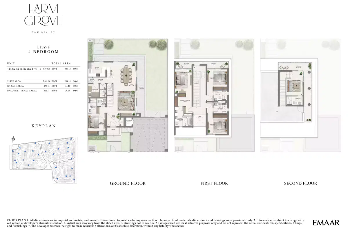Emaar Farm Grove At The Valley Dubai 4 Bedroom Semi Deteched Villa Floor Plan