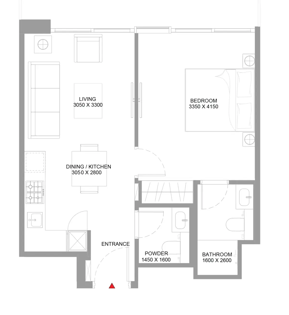 Sobha Starline Beach Residences At Siniya Island 1 Bedroom Apartments Floor Plan