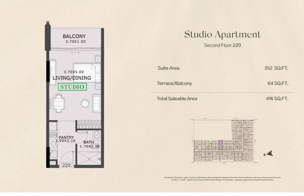 Tabeer 99 Park Place Studios & Apartments at JVC Dubai Studio Floor Plan