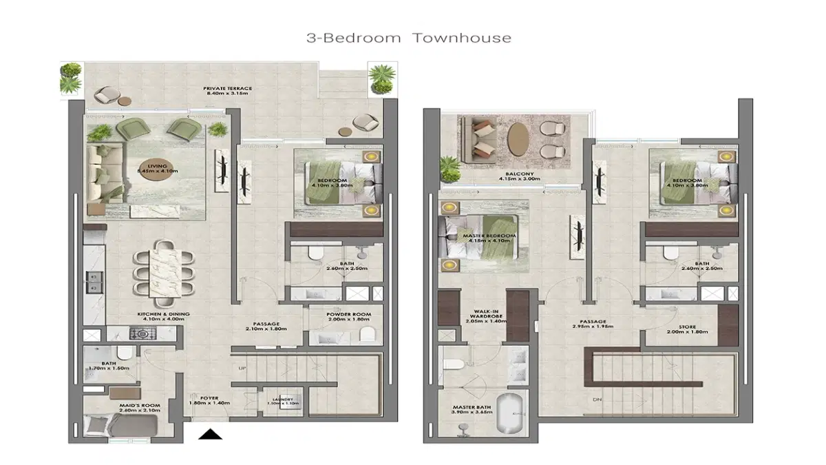 3 BR Townhouses