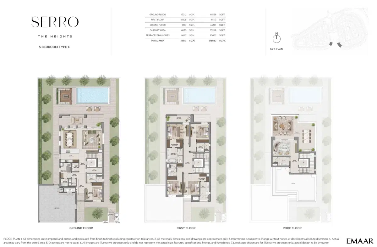 Emaar Serro Villa at The Heights Country Club & Wellness 5 BR Villa Floor Plan