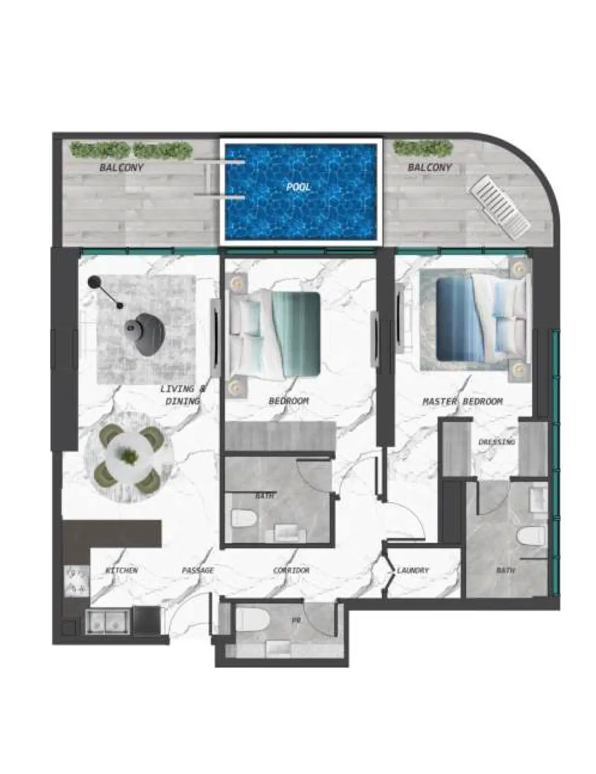 2 Bedroom Apartments