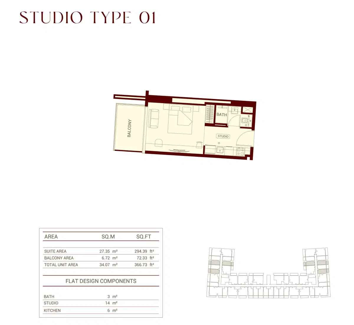 Binghatti Ruby At Jumeirah Village Circle Studio Floor Plan