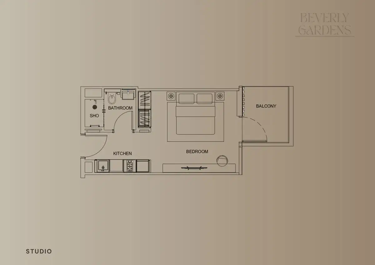 HMB Homes Beverly Gardens at Al Furjan Dubai Studios Floor Plan 1