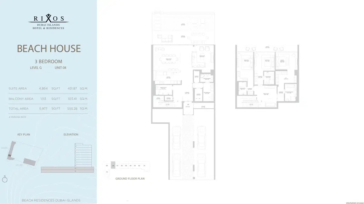 Nakheel Rixos Phase 2 Dubai 3 BR Floor Plan 5,977 Sq. Ft.