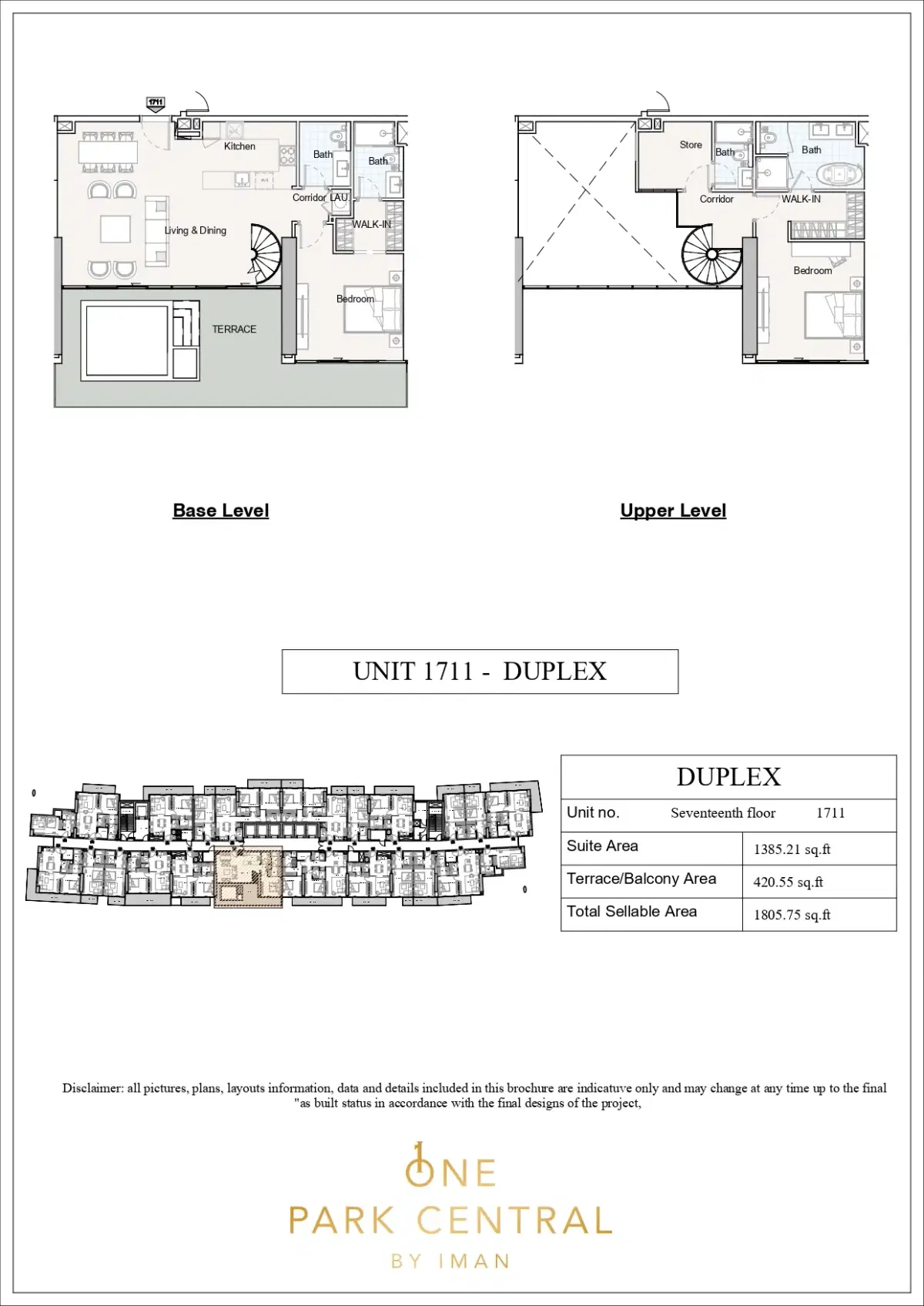 Iman One Park Central Jvc 2 BR Duplexes Floor Plan