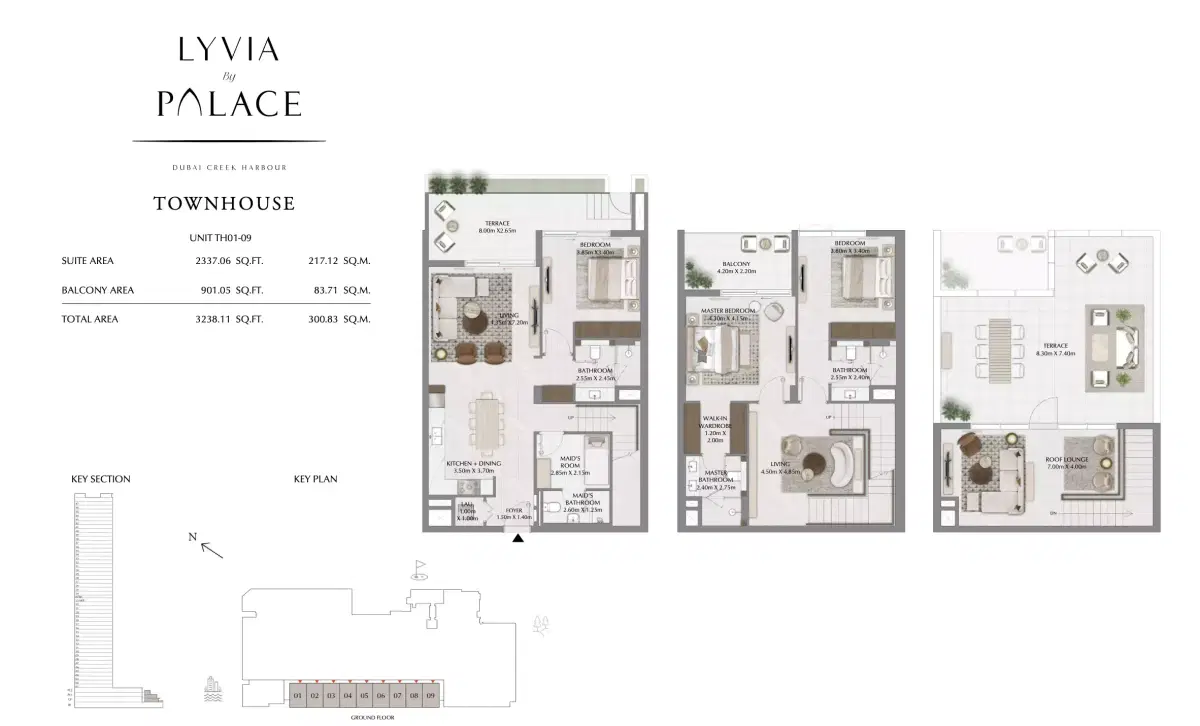 Emaar Lyvia by Palace at Dubai Creek Harbour 3 BR Townhouses Floor Plan