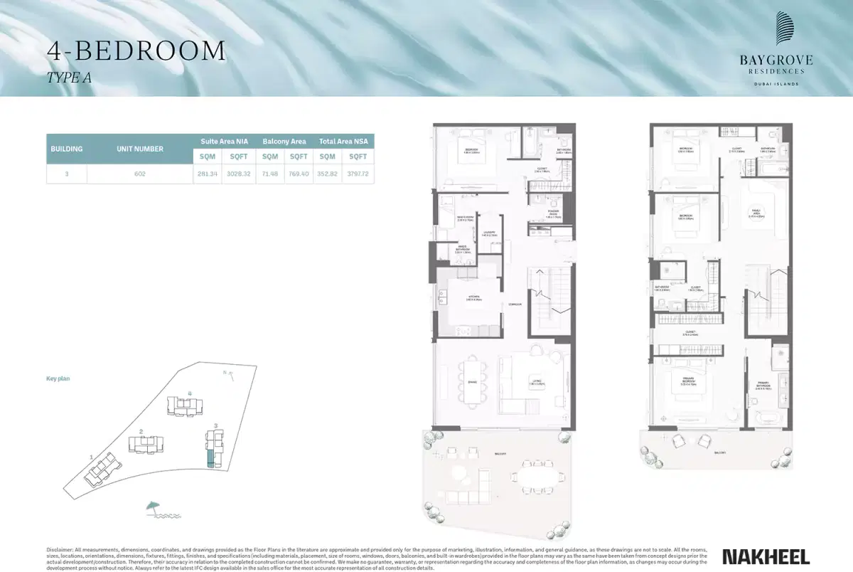 Nakheel Bay Grove Residences at Dubai Islands 4 BR Penthouses Floor Plan