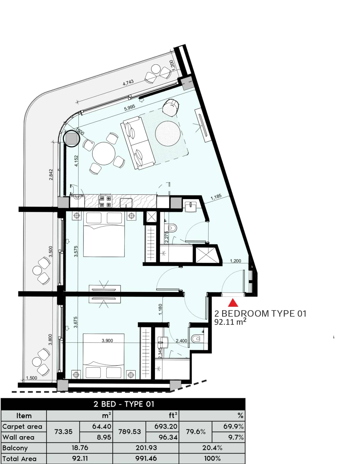 2 Bedroom Appartment Type-1