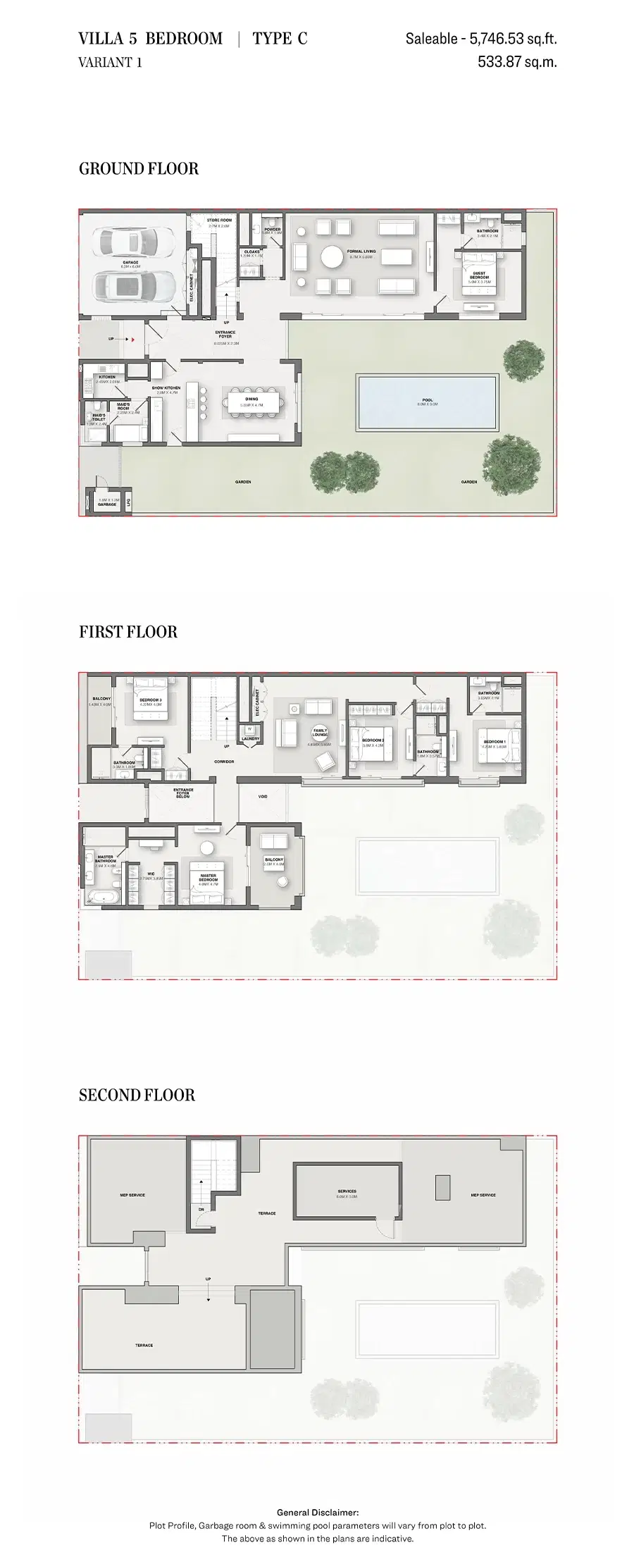 Sobha Reserve Villas 5 Bedroom Villas Floor Plan