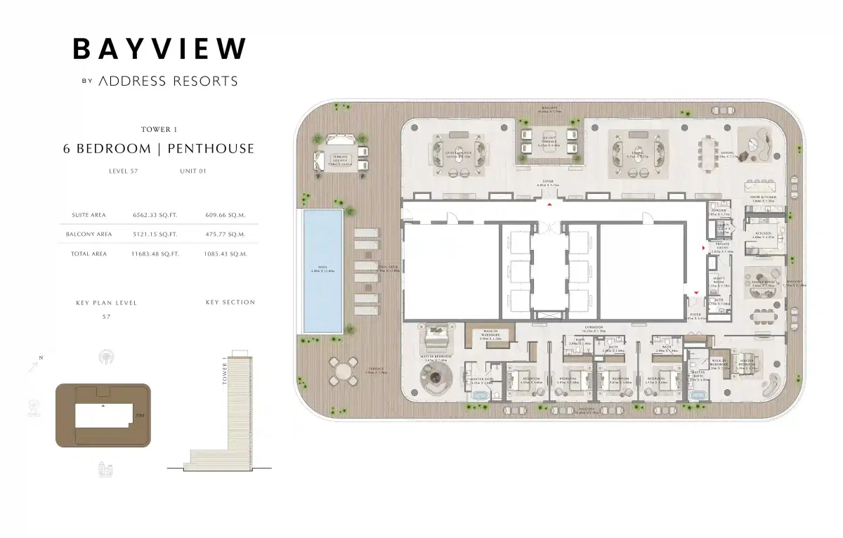 EMAAR Bayview by Address Resorts 6 Bedroom Penthouses Floor Plan