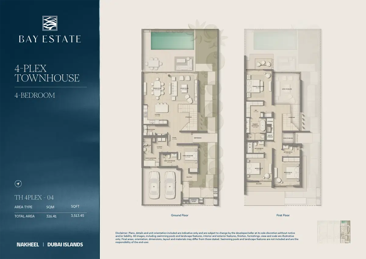 Nakheel Bay Estate 4 BR Floor Plan 3513 Sq. Ft.