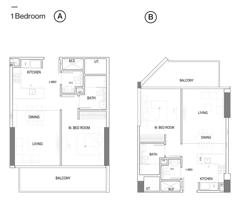 Binghatti Amber 1 BR Apartment Floor Plan