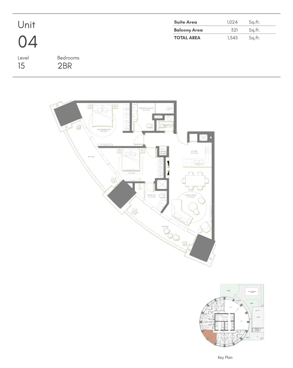 Nakheel Palm Beach Tower 3 2 Bedroom Apartment Floor Plan