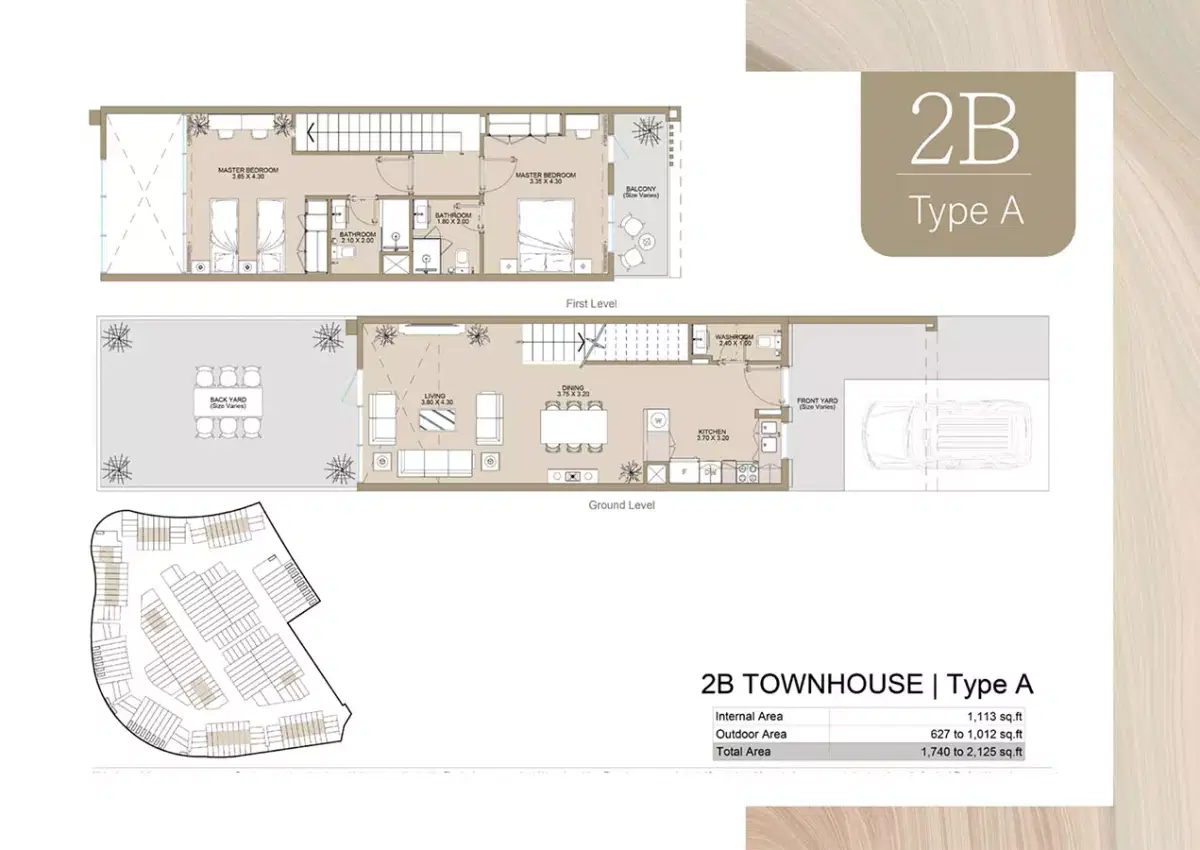 Verdana Residence 2 2 BR Townhouses Floor Plan