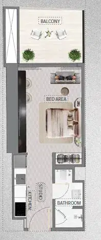 Mercedes-Benz Places Binghatti City at Meydan Studio Floor Plan 361 Sq. Ft.