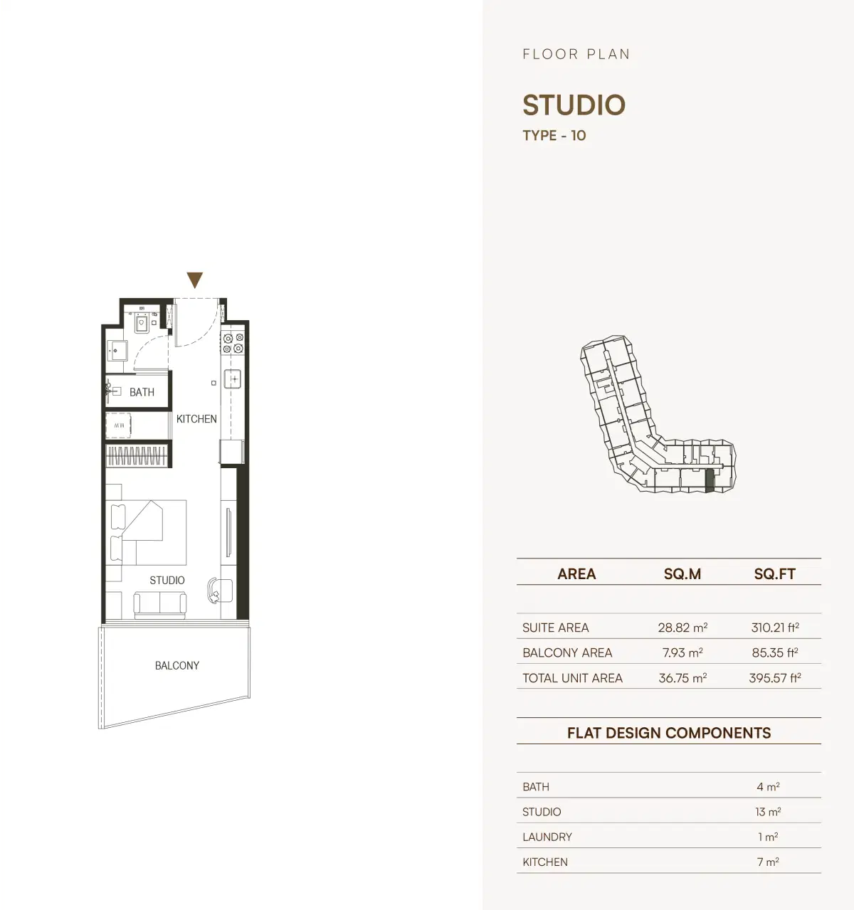 Binghatti Haven In Dubai Sports City Studio Floor Plan