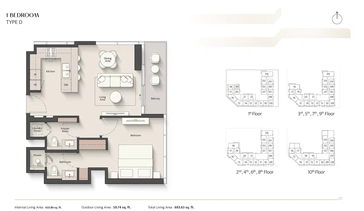 1 BR Floor Plan 693 Sq. Ft.
