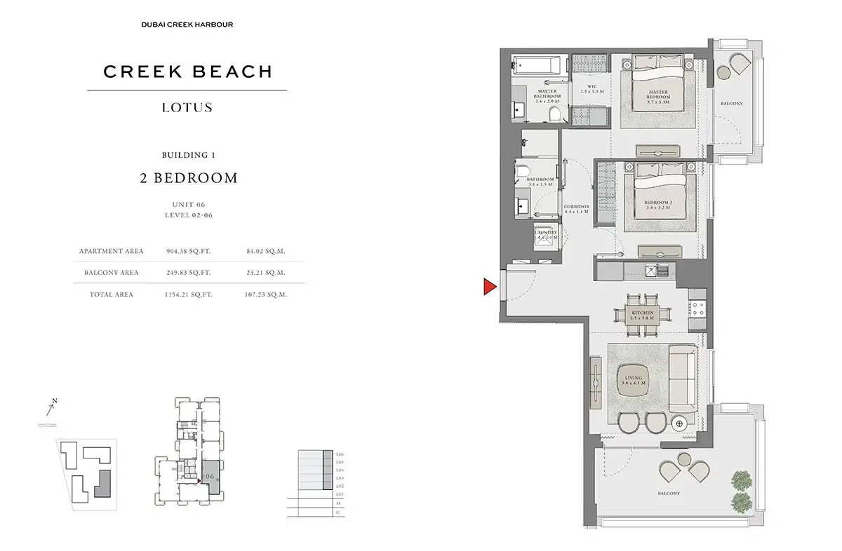 Emaar Lotus Creek Beach 2 BR Apartment Floor Plan