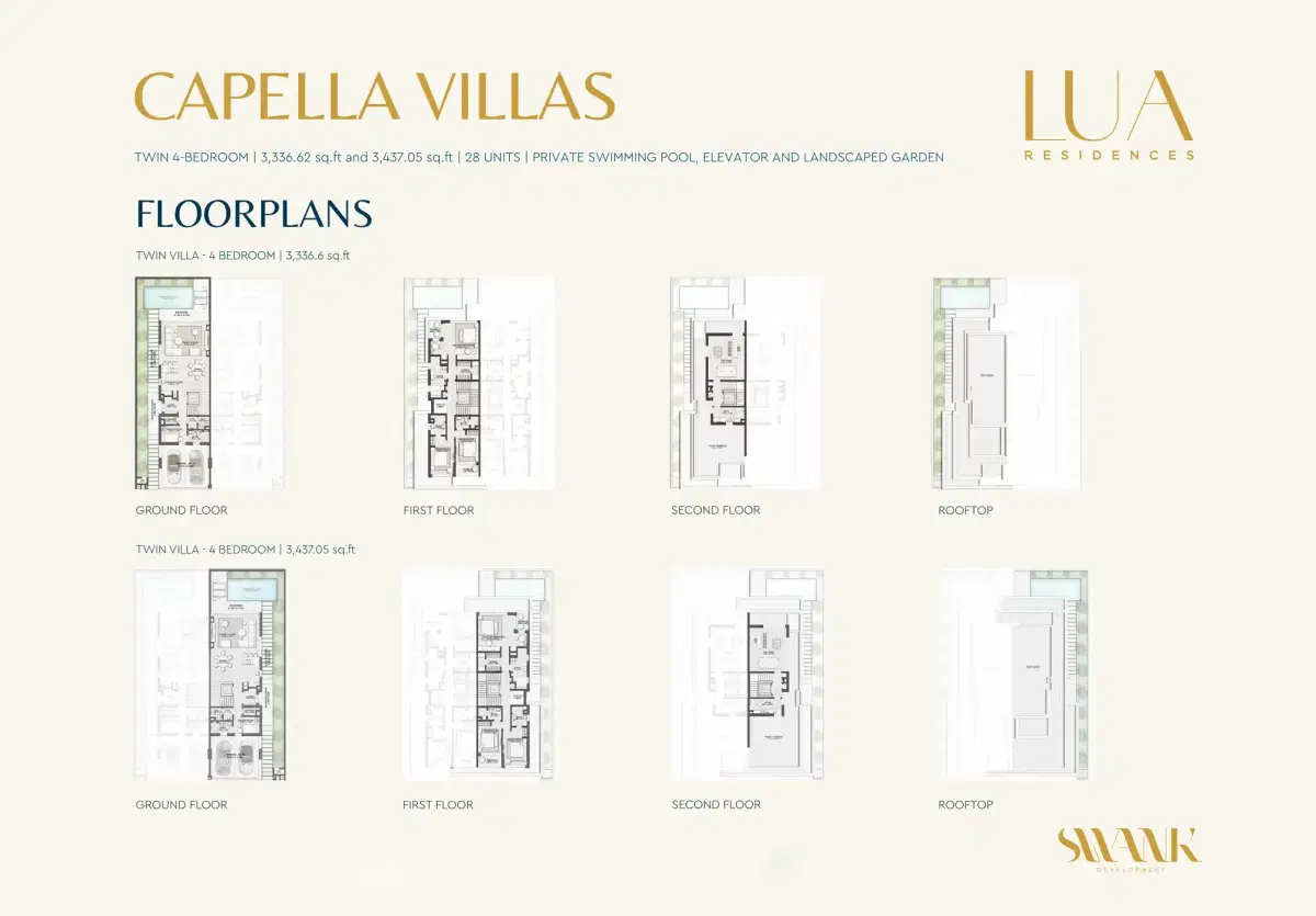 Swank Lua Residence Villas at MBR City Dubai 4 BR Floor Plan 3,437 Sq. Ft.