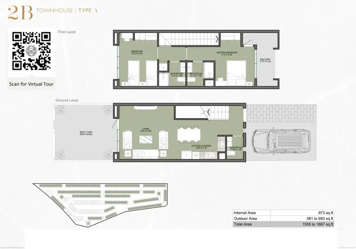 Bianca Townhouses 2 BR Apartment Floor Plan