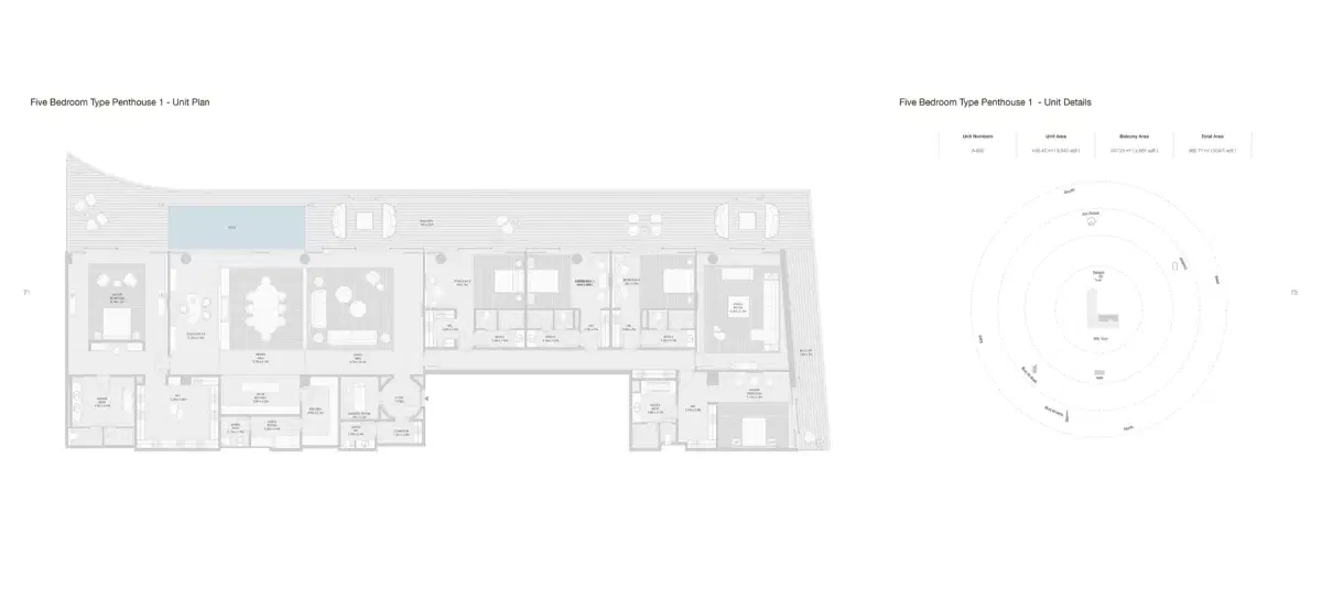 Armani Beach Residences Dubai 5 BR Floor Plan 9,507 Sq. Ft.