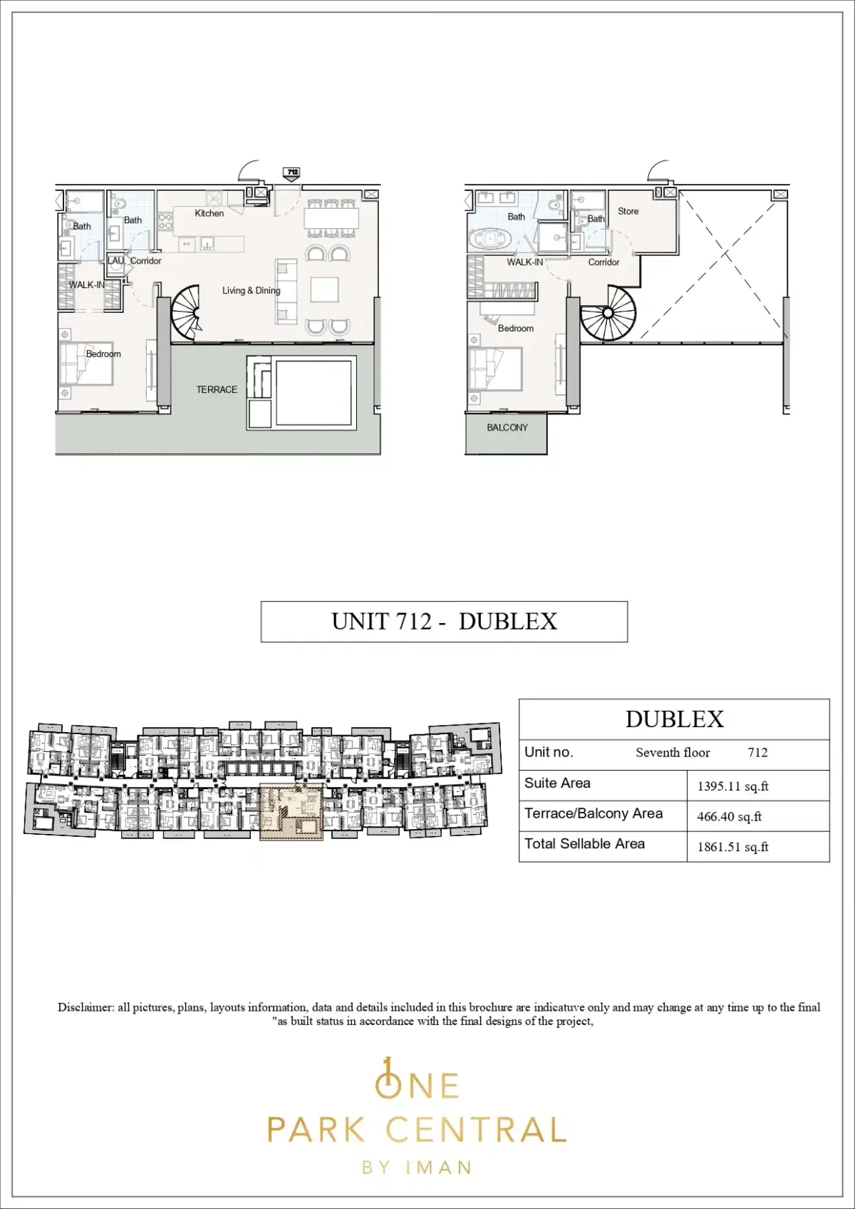 Iman One Park Central Jvc 2 BR Duplexes Floor Plan