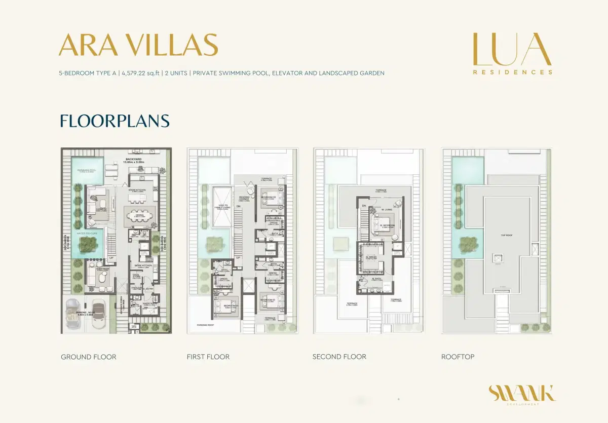Swank Lua Residence Villas at MBR City Dubai 5 BR Floor Plan 4,579 Sq. Ft.