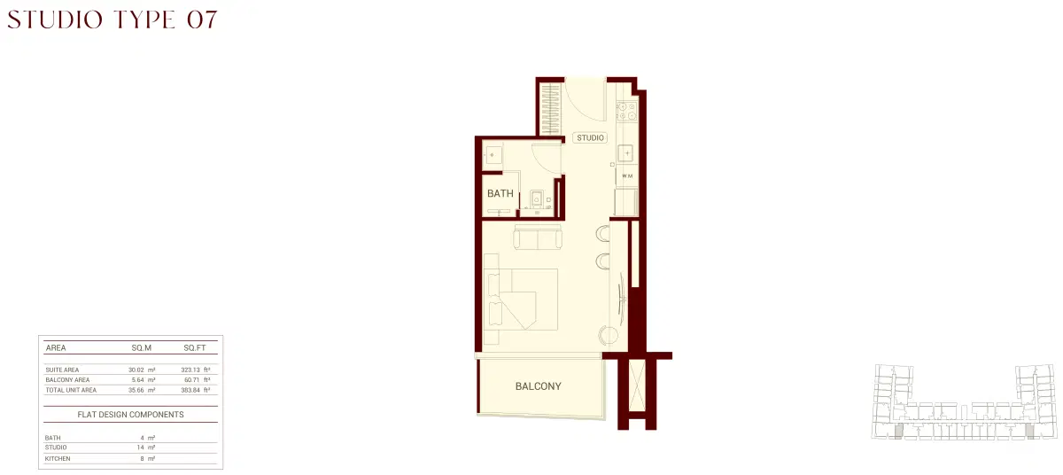 Binghatti Ruby At Jumeirah Village Circle Studio Floor Plan