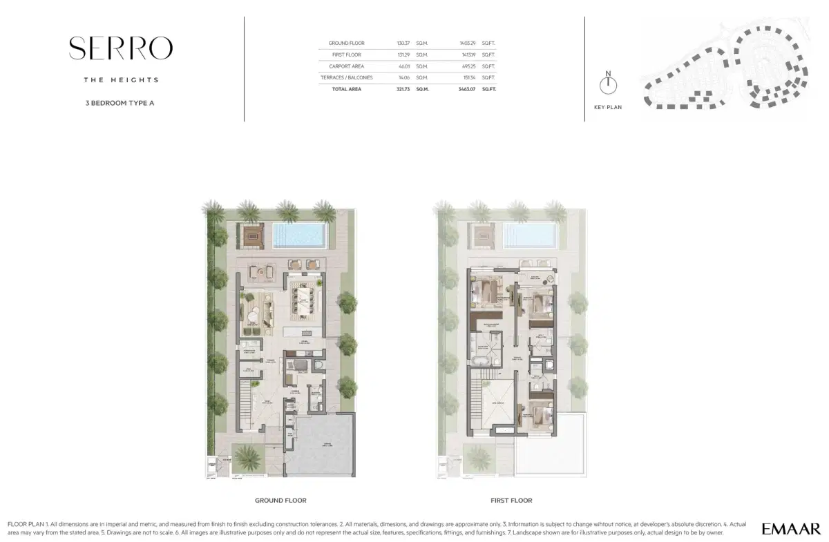 Emaar Serro Villa at The Heights Country Club & Wellness 3 BR Villa Floor Plan