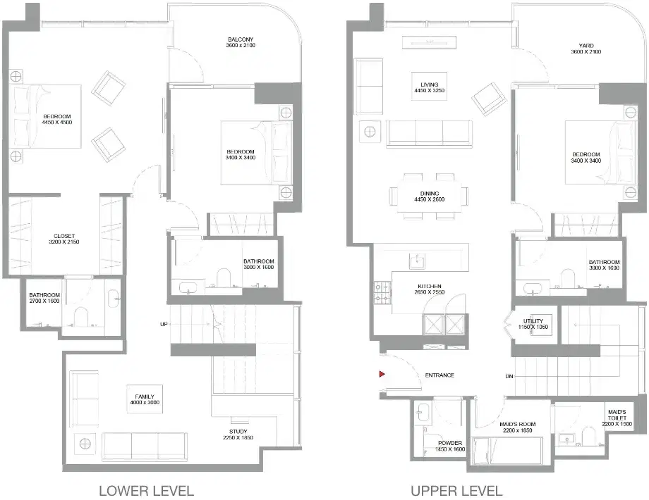 Sobha Starline Beach Residences At Siniya Island 3 Bedroom Duplex Apartments Floor Plan