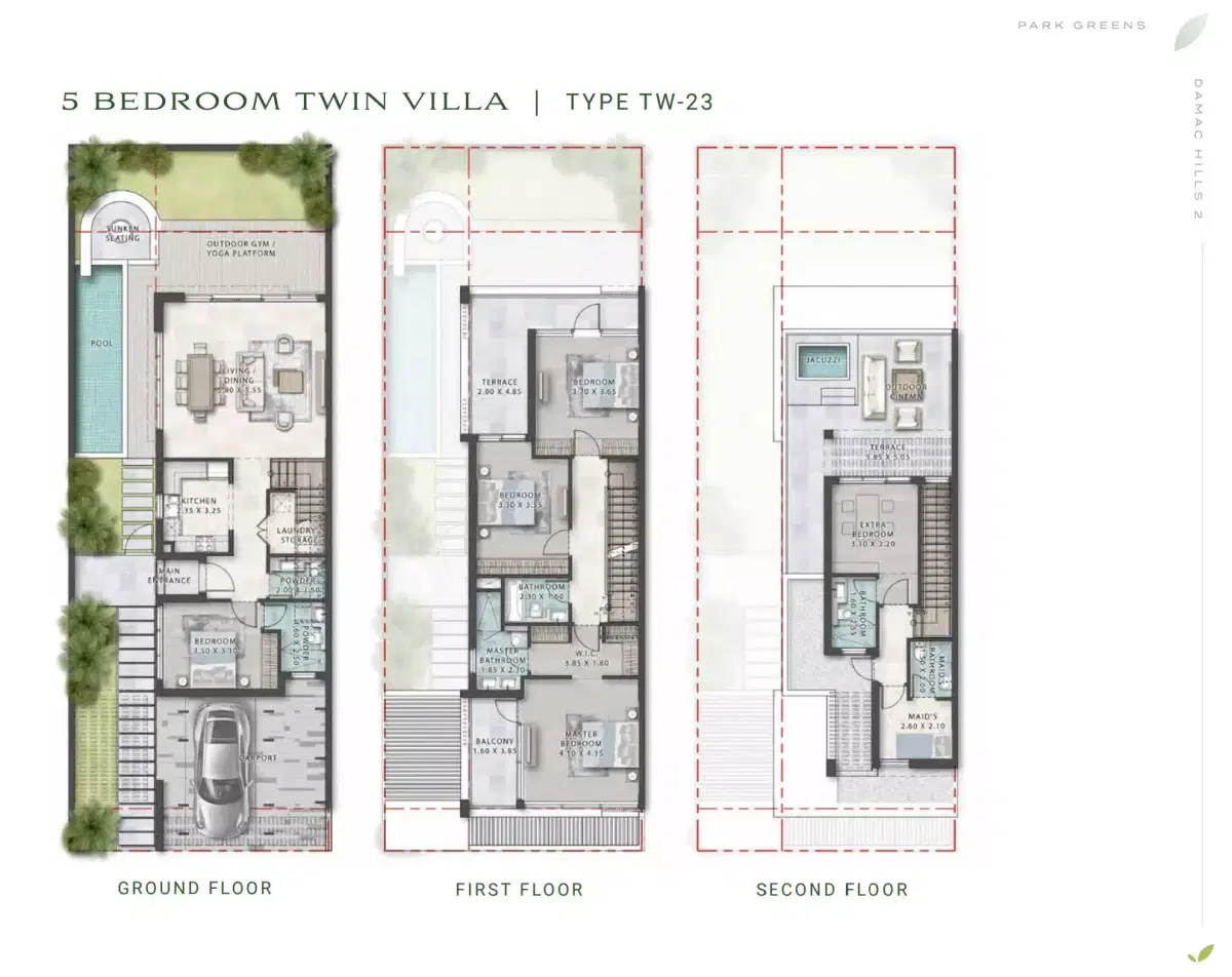 Damac Park Greens 2 5 BR Twin Villas Floor Plan