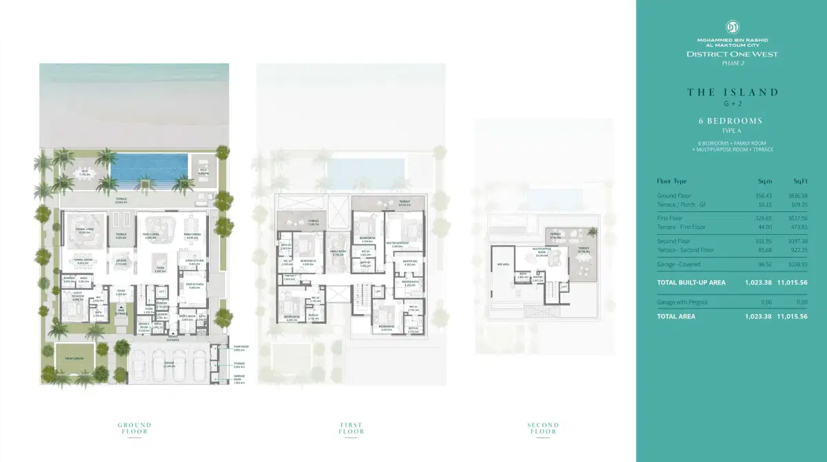 Nakheel District One West Phase 2 Mbr City 6 BR Villas Floor Plan