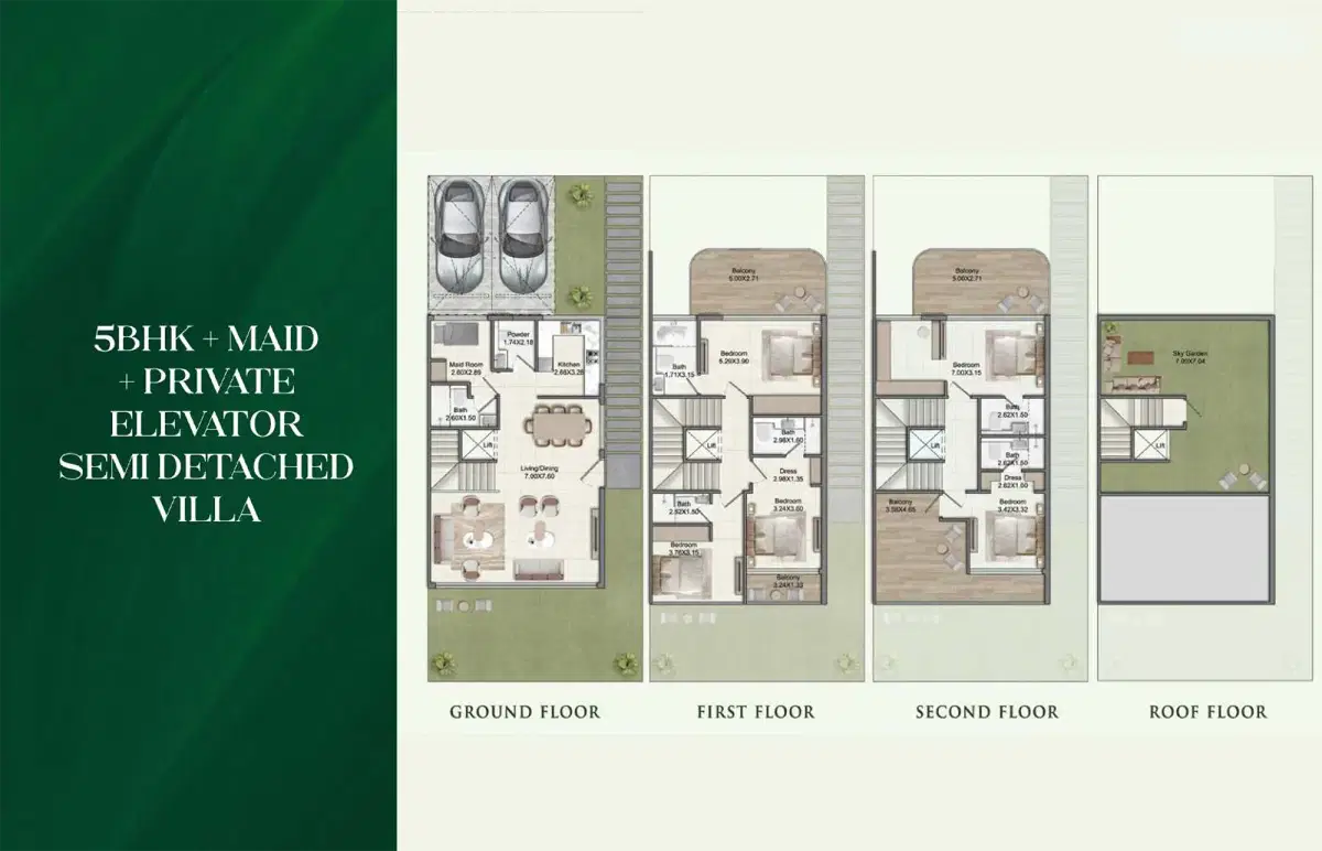Danube Greenz at Dubai Academic City 5 BR Floor Plan 3,700 Sq. Ft.