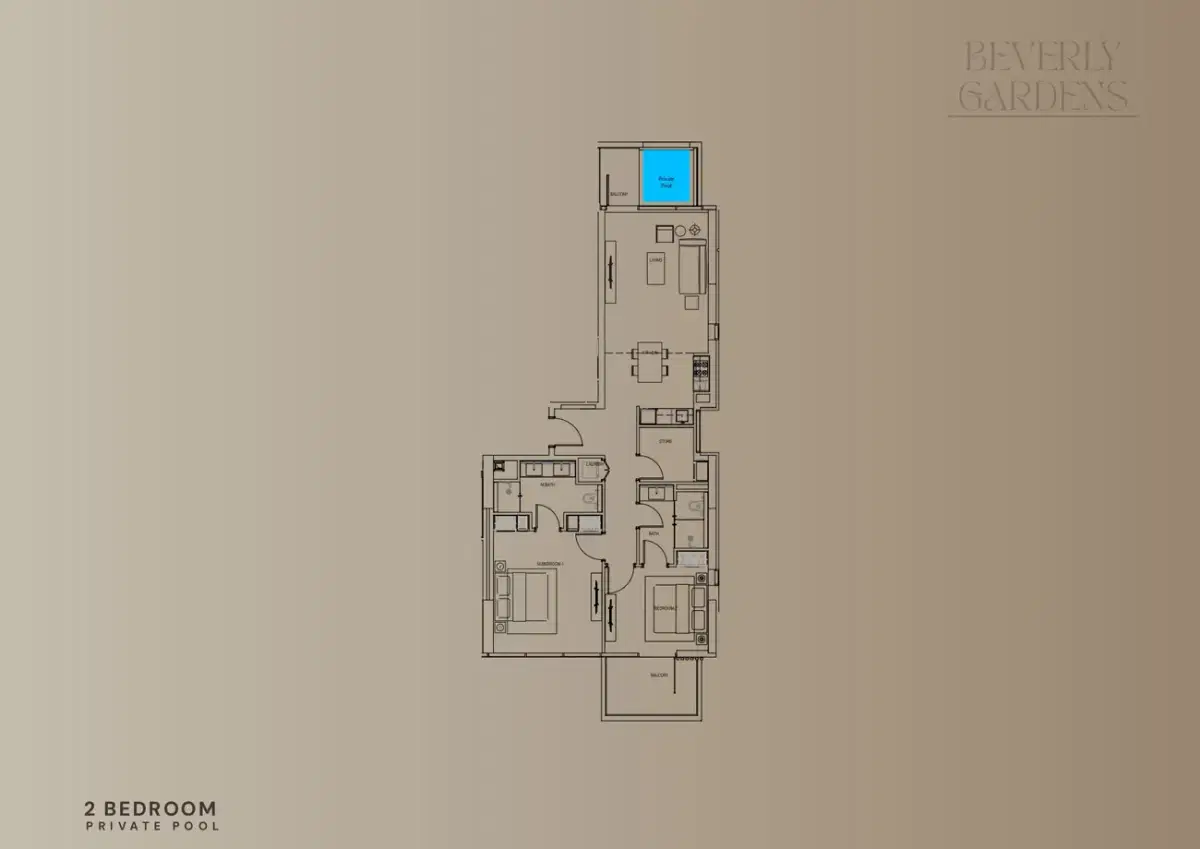 HMB Homes Beverly Gardens at Al Furjan Dubai 2 BR Floor Plan 2
