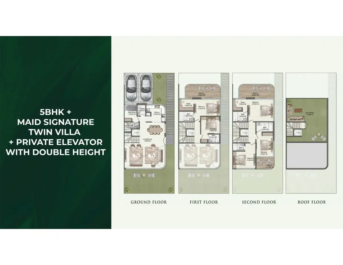 Danube Greenz at Dubai Academic City 5 BR Floor Plan 3,950 Sq. Ft.