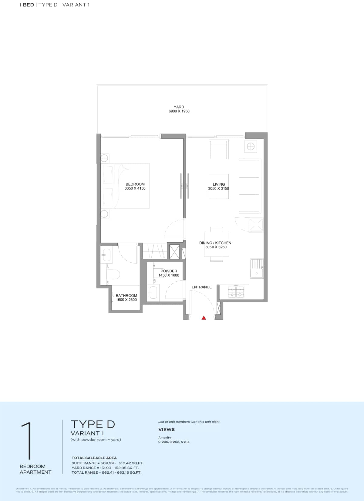 1 Bedroom Appartment Type-1